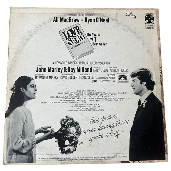 RARE LOVE STORY SOUNDTRACK LP VINYL RECORD FRANCIS LAI 1970 PARAMOUNT 12” - Picture 3 of 5